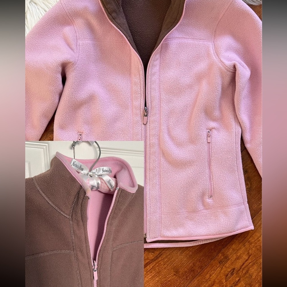 Pink & Brown Reversible Fleece Jacket by Pro Spirit Athletic Gear-Size L